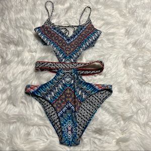 Red Carter boho one piece swim suit